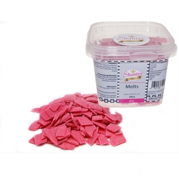 Shantys Candy melts, Shokolade, pink, 200g MHD