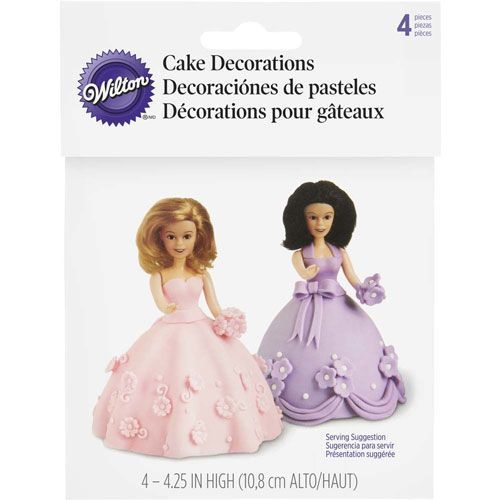 Wilton Mini Doll Picks, Mini Puppenstecker, Prinzessinnentorte 4Stück