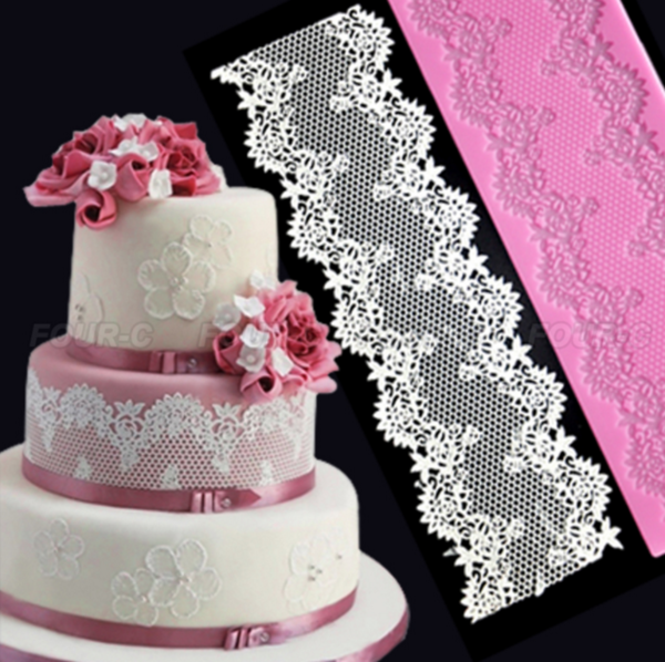 Silikonmatte für Zuckerspitze Lace Motiv 2 rosa