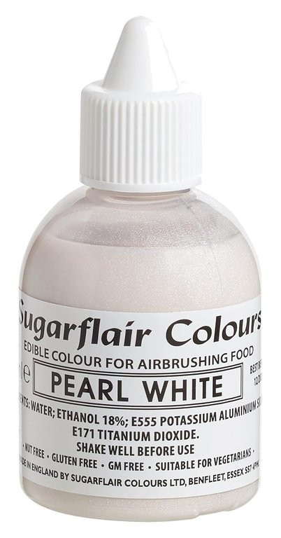 Sugarflair Airbrush Farbe -Glitter Pearl White- 60 ml für DEKO-Zwecke