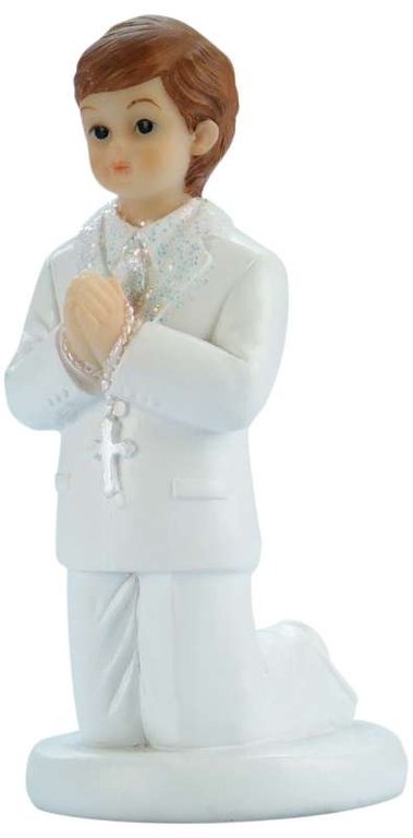 Tortenfigur Kommunionjunge weißer Anzug kniend ca.85mm